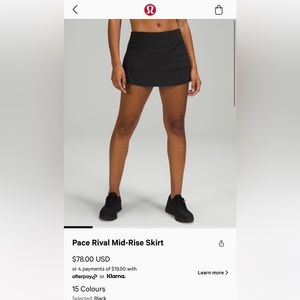 Lululemon Pace Rival Skirt Regular